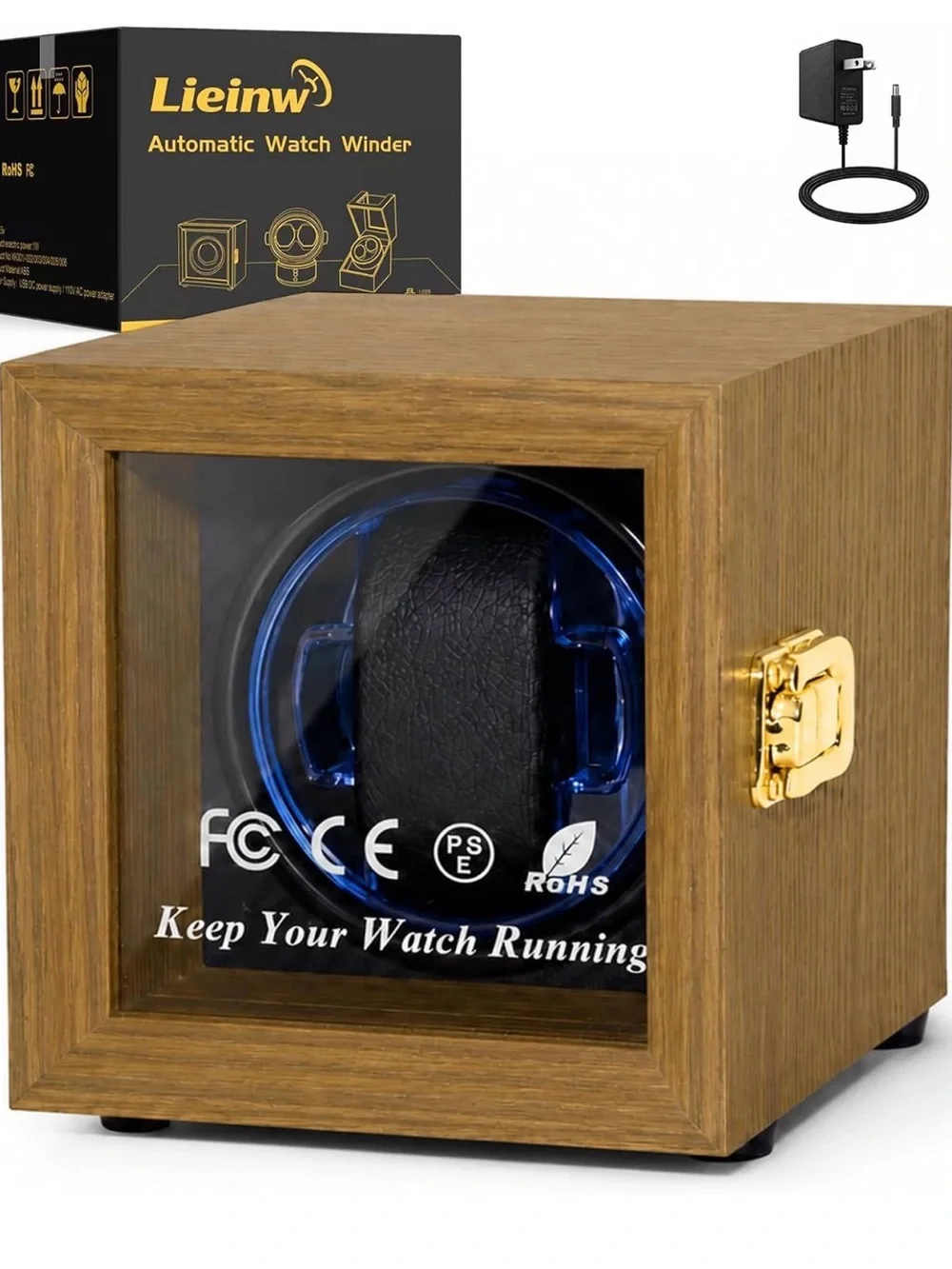 Automatic Watch Winder Case in Brown Wood Finish